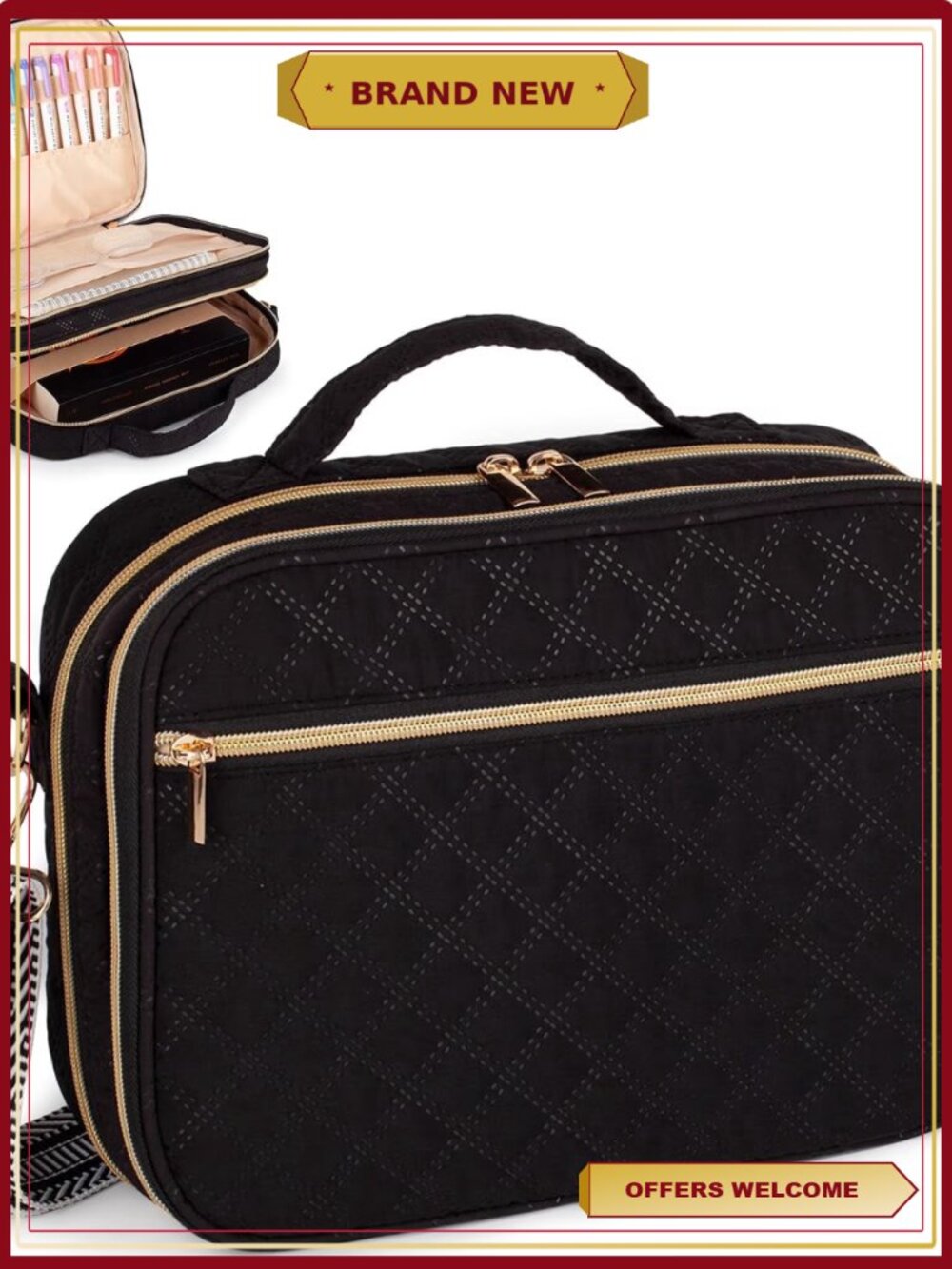 2 Layer Large Bible Carrying Case for Women Church Bag with Handle and Shoulder